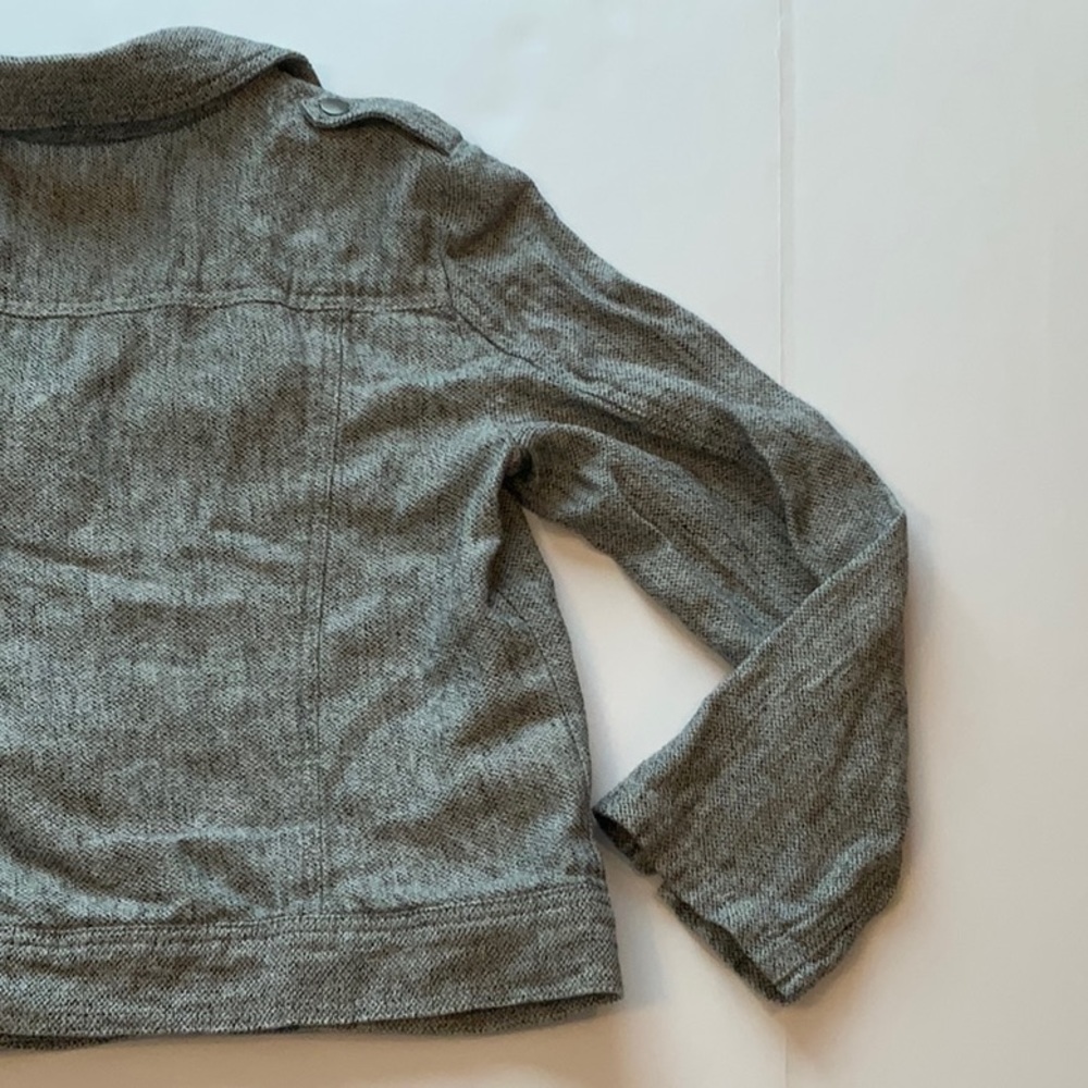 Loft Outlet Linen Blend Moto Jacket Light Gray/ Charcoal Marl Size Small - Picture 10 of 14